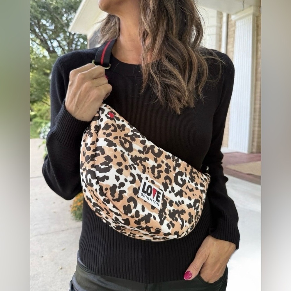 BRIGHTON, Spotted Love Swing Crossbody Bag in Leopard Cheetah Print, NWT